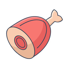 Cartoon ham hock illustration vector design featuring pork leg meat food butcher shop delicacy and cuisine