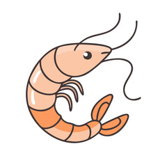 Cartoon shrimp drawing seafood illustration cute shrimp vector art graphic design sea animal icon 90