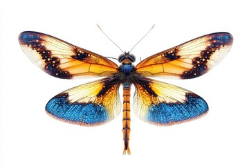 Vibrant dragonfly with intricate wings