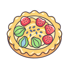 Delicious strawberry and fig tart dessert vector illustration for bakery and pastry shop design