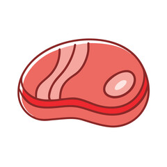 Isolated cartoon steak illustration vector design for butcher shop and bbq restaurant menu