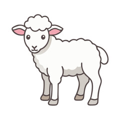 Cute cartoon sheep vector illustration for kids farm animal drawing lamb character design isolated