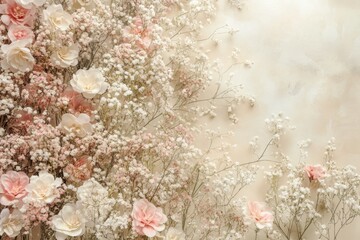 A delicate floral arrangement of white and pink blossoms