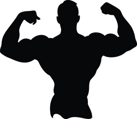 Fototapeta premium Bodybuilder Silhouette Flexing | Muscular Physique Fitness Icon Vector
