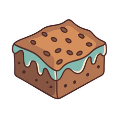 Delicious chocolate chip brownie with mint frosting dessert food sweet treat bakery item drawing