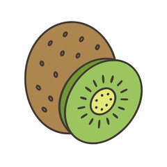 Isolated kiwi fruit vector illustration, fresh kiwi fruit drawing, healthy food design element