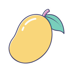 Isolated cartoon mango illustration vector, tropical fruit drawing, healthy food design element