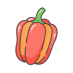 Isolated cartoon red bell pepper vector illustration for healthy food and cooking designs
