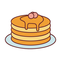 Delicious pancakes stack with syrup and berries breakfast brunch food illustration art