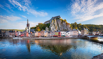 Fototapeta premium view of the old town of dinant belgium
