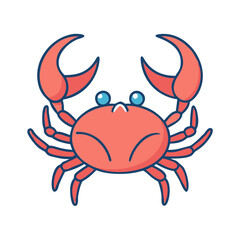 Cartoon crab illustration vector drawing of sea animal marine life seafood cute crab design graphic
