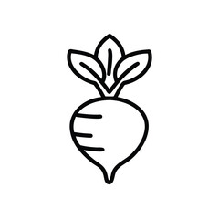 Simple Beetroot Icon Vector Illustration Fresh Vegetable Outline Style