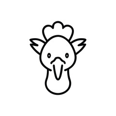 Minimalist Chicken Head Vector Illustration Farm Animal Graphic Design Element