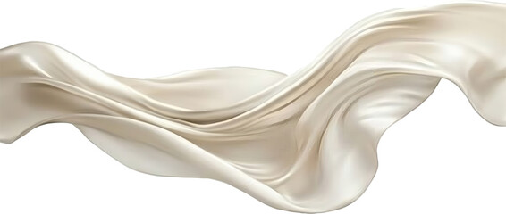 Elegant cream silk flowing on transparent background