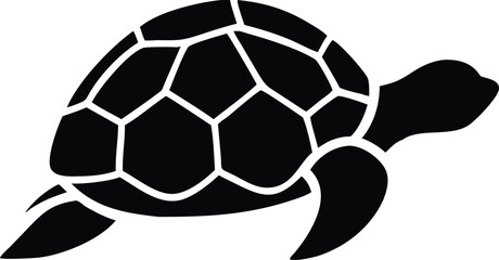 Obraz premium Minimalist Black Turtle Silhouette with Hexagonal Shell Design