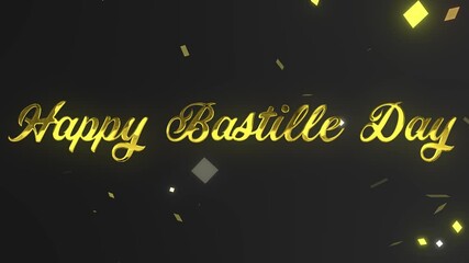 Happy Bastille Day Gold Sparkle Text Animation | French National Day Title Effect - Powered by Adobe