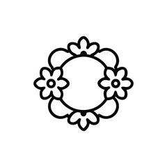 Floral Frame Vector Illustration Decorative Flower Outline Design Element