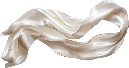 Elegant flowing silk scarf against transparent background