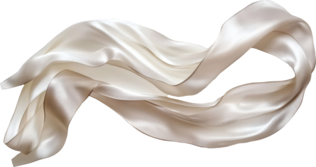 Elegant flowing silk scarf against transparent background