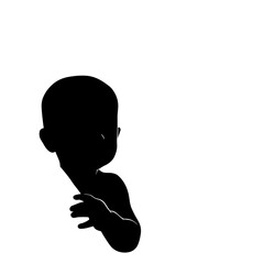 Baby peeking with curiosity against a minimalistic background  