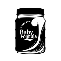 Baby formula jar with swirling design in black and white  