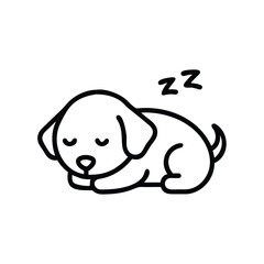 Minimalist Line Art Of A Cute Sleeping Puppy With Sleep Bubbles