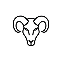 Aries Zodiac Sign Outline Illustration Minimalist Astrological Symbol Design Black And White Icon