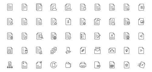 Paper Document icon Line symbol collection. Different documents icons file formats functions editable stroke For Mobile and Web vector illustration