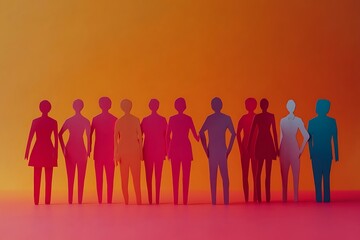 Gradient Pink People Silhouette Teamwork Achievement