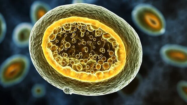 Microscopic View of Parasite Oocysts: Detailed Examination of Cellular Structures