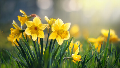 Fototapeta premium daffodils in spring grass