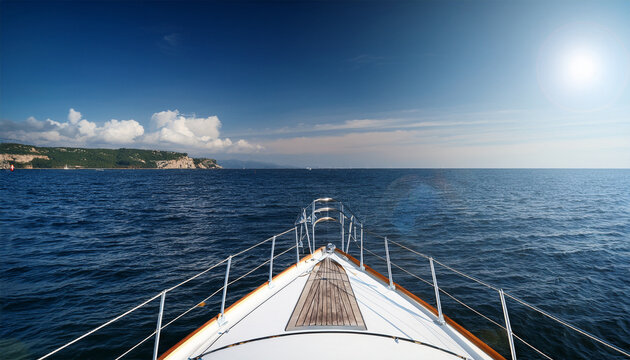 yacht prow view on board on the sea