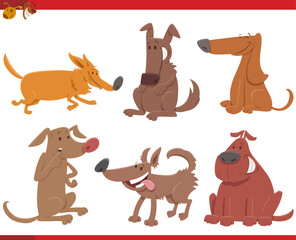 funny cartoon dogs and puppies comic characters set