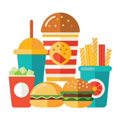 Fast Food Burger Vector Art White Background