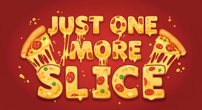 Just one more slice pizza craving delicious food pepperoni cheese illustration