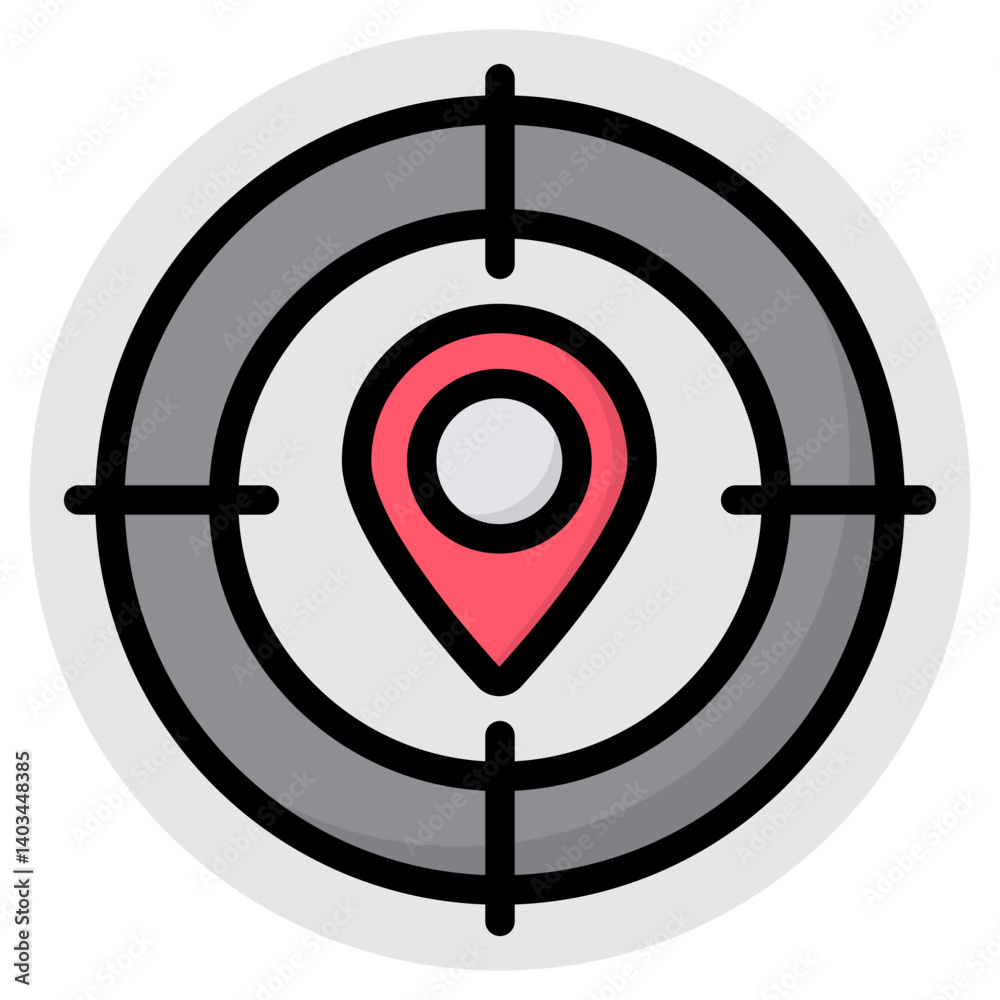 Wall mural editable design icon of target location