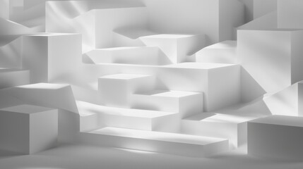 A 3D rendering of a white cube structure.
