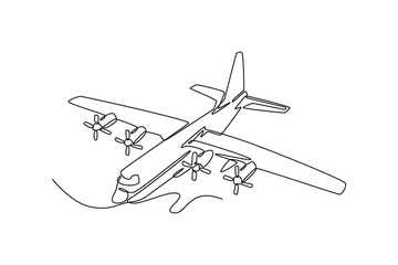  Air transport concept. Single line draw design. Vector graphic illustration