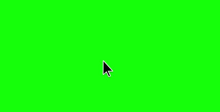 Cursor Pointer Mouse Click Icon on Green Screen for Video Web and App UI Design 