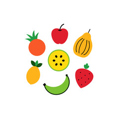  09 different fruits vector doodle icon