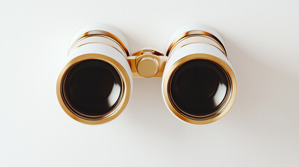 Modern design binoculars positioned on a plain white backdrop.


