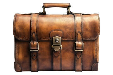 Vintage brown leather briefcase antique style rich texture classic design professional look durable