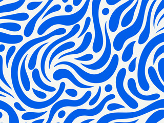 Fototapeta premium Abstract Organic Blue and Cream Seamless Pattern - Modern Flat Design.