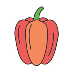 Isolated red bell pepper vegetable illustration for healthy eating and cooking recipe ideas