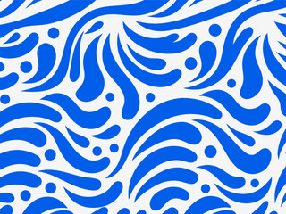 Fototapeta premium Abstract Organic Blue and Cream Seamless Pattern - Modern Flat Design.