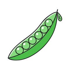Illustration of fresh green peas in a pod healthy eating vegetable garden harvest organic food