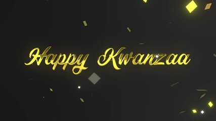 Happy Kwanzaa Gold Glitter Text Animation | African Heritage Holiday Title - Powered by Adobe