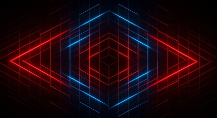 Neon red and blue geometric art