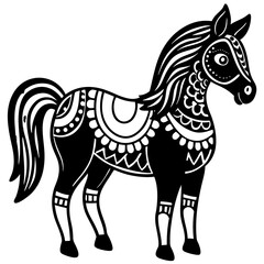 a cheerful cartoon horse using vibrant shades focusing on a balance of simplicity and charm in the design