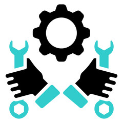 Obraz premium Working Together Glyph Dual Tone Icon in Togetherness and Teamwork Vector Design
